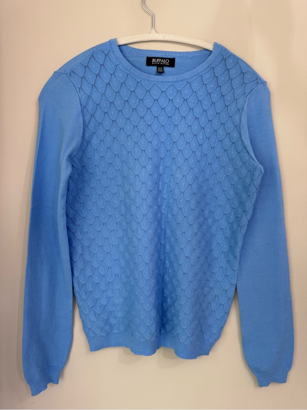 Buffalo David Bitton Light Blue Textured Crewneck Sweater